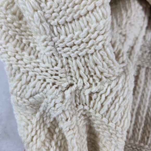 VTG 70s Pendleton 100% Virgin Wool Cable Knit Sweater Cream M USA Made Fisherman - Picture 9 of 10